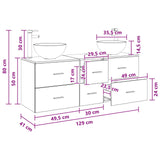 vidaXL Badkamerkast set 3 st Wit 49,5 x 41 x 64,5 cm Bewerkt hout