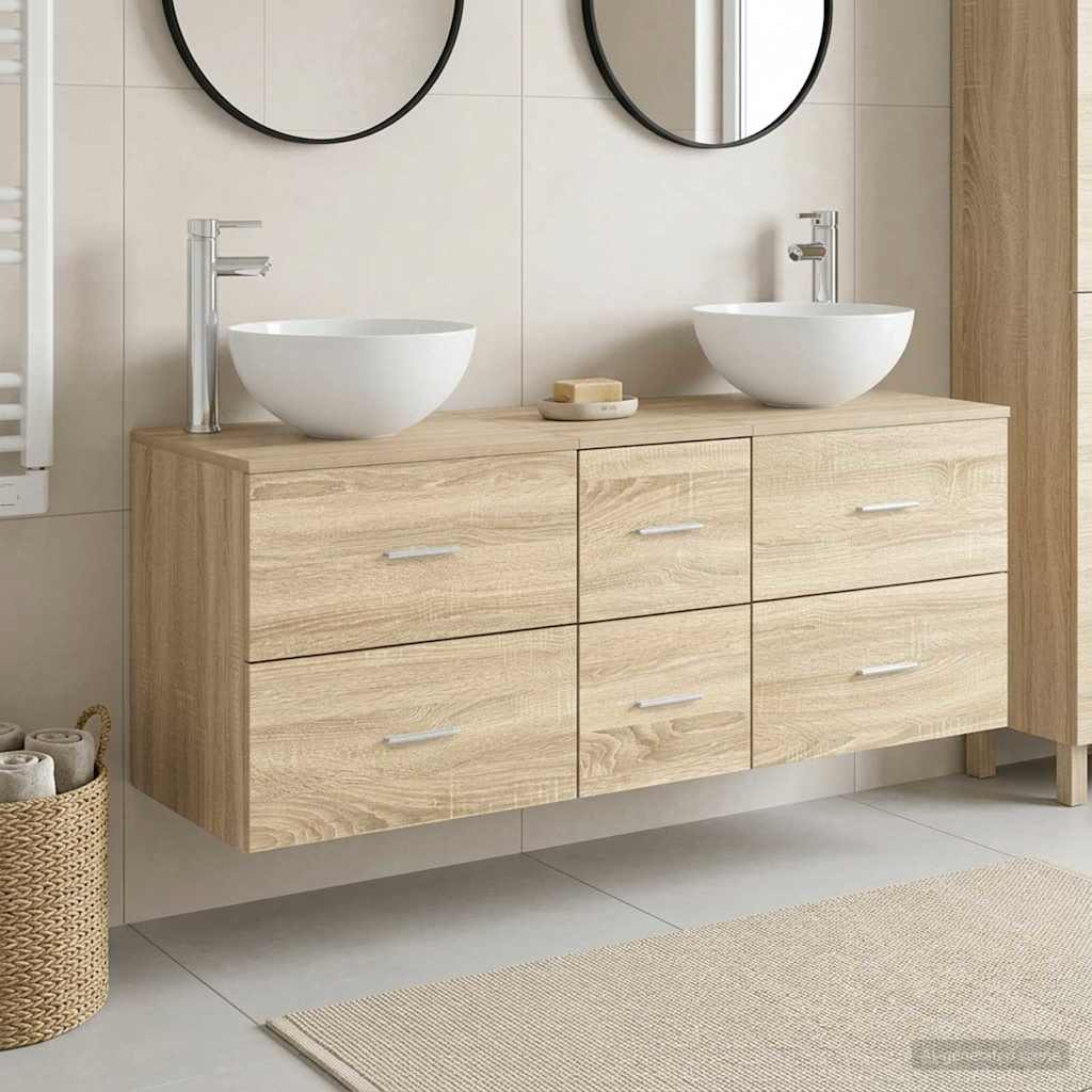 vidaXL Badkamerkast set 3 st Wit 49,5 x 41 x 64,5 cm Bewerkt hout