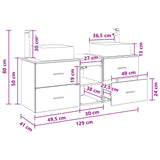 vidaXL Badkamerkast set 3 st Wit 49,5 x 41 x 63 cm Bewerkt hout