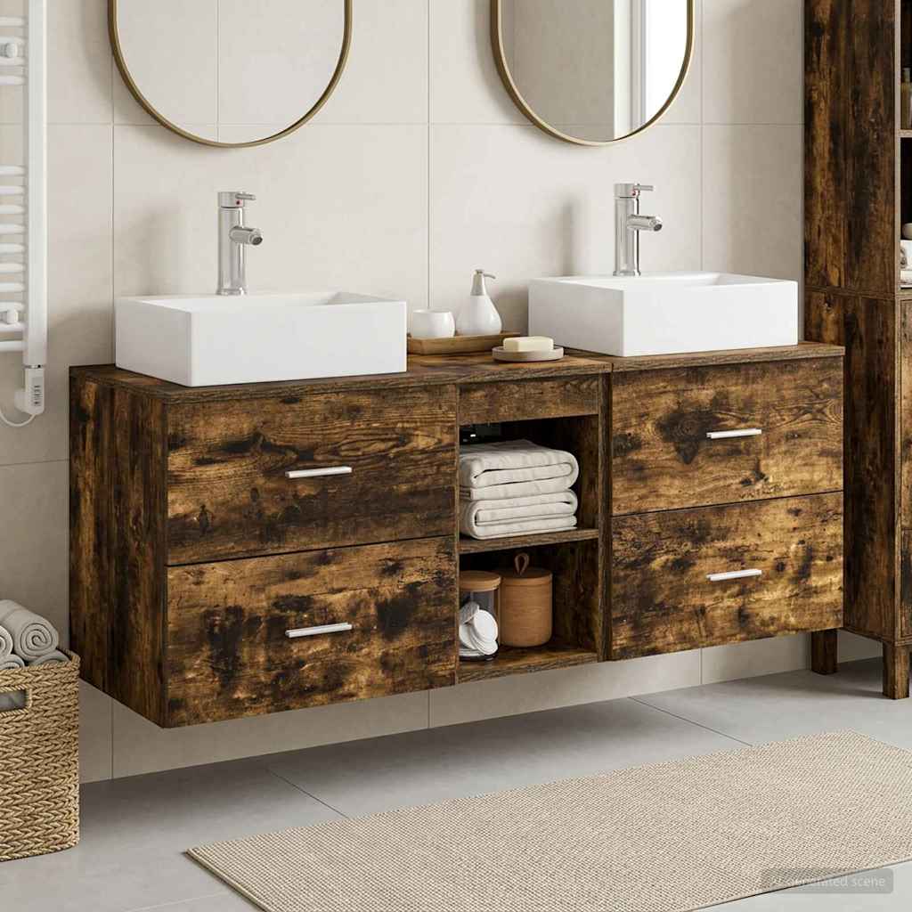vidaXL Badkamerkast set 3 st Wit 49,5 x 41 x 62,5 cm Bewerkt hout