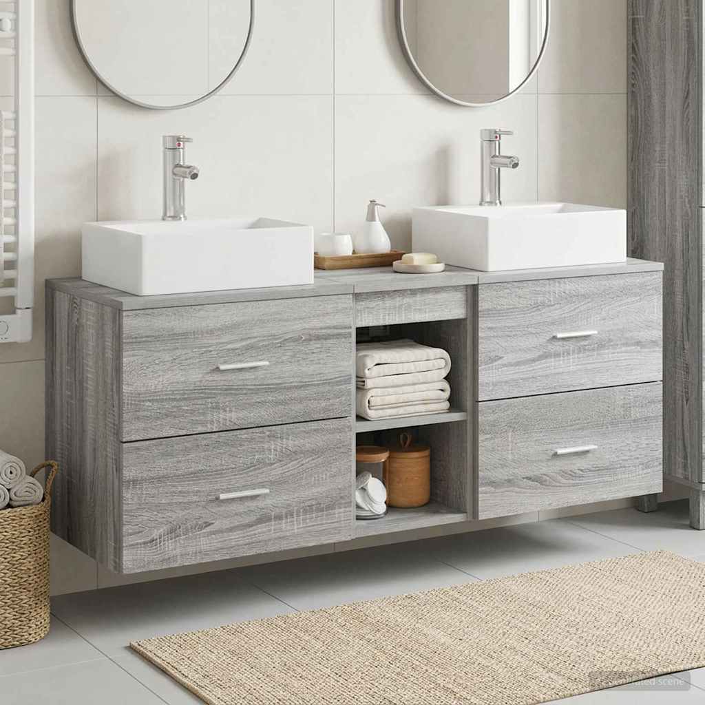 vidaXL Badkamerkast set 3 st Wit 49,5 x 41 x 62,5 cm Bewerkt hout