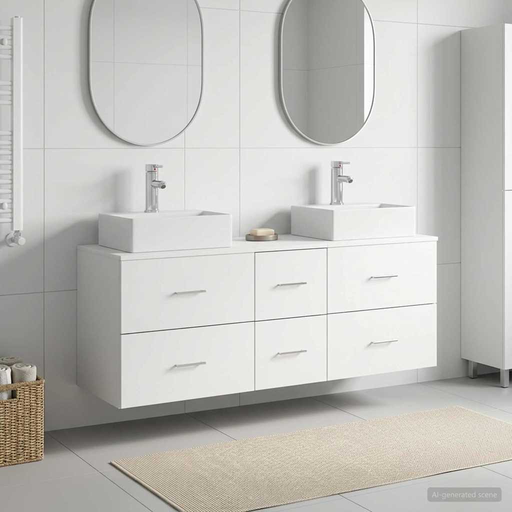 vidaXL Badkamerkast set 3 st Wit 49,5 x 41 x 62,5 cm Bewerkt hout