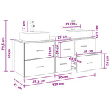 vidaXL Badkamerkast set 3 st Wit 49,5 x 41 x 62,5 cm Bewerkt hout