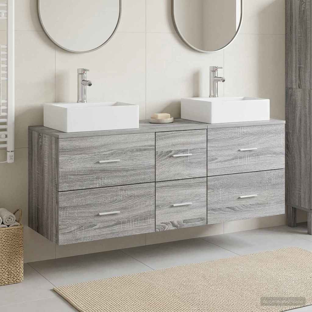 vidaXL Badkamerkast set 3 st Wit 49,5 x 41 x 62,5 cm Bewerkt hout