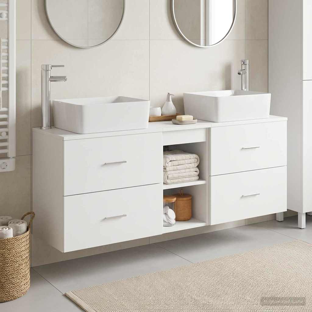 vidaXL Badkamerkast set 3 st Wit 53 x 34,5 x 63 cm Bewerkt hout