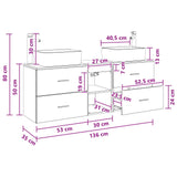 vidaXL Badkamerkast set 3 st Wit 53 x 34,5 x 63 cm Bewerkt hout
