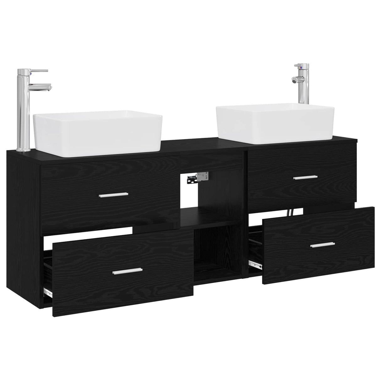 vidaXL Badkamerkast set 3 st Wit 53 x 34,5 x 63 cm Bewerkt hout