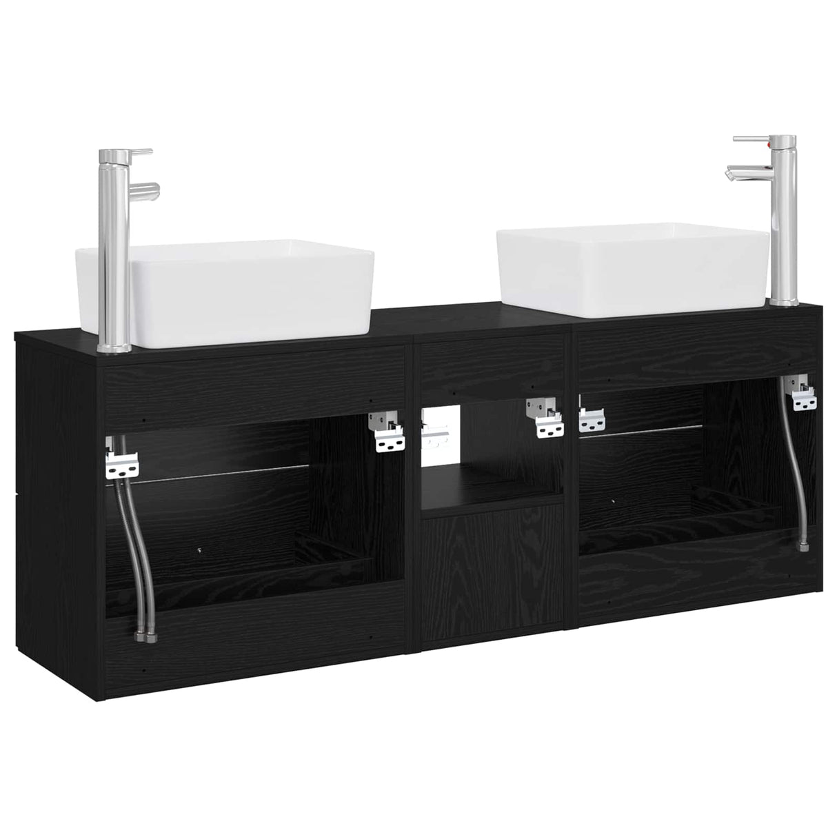 vidaXL Badkamerkast set 3 st Wit 53 x 34,5 x 63 cm Bewerkt hout