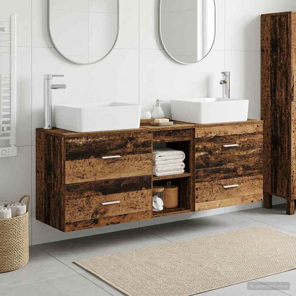 vidaXL Badkamerkast set 3 st Wit 53 x 34,5 x 63 cm Bewerkt hout