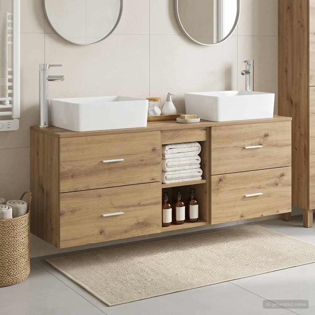 vidaXL Badkamerkast set 3 st Wit 53 x 34,5 x 63 cm Bewerkt hout