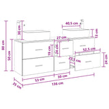 vidaXL Badkamerkast set 3 st Wit 53 x 34,5 x 63 cm Bewerkt hout
