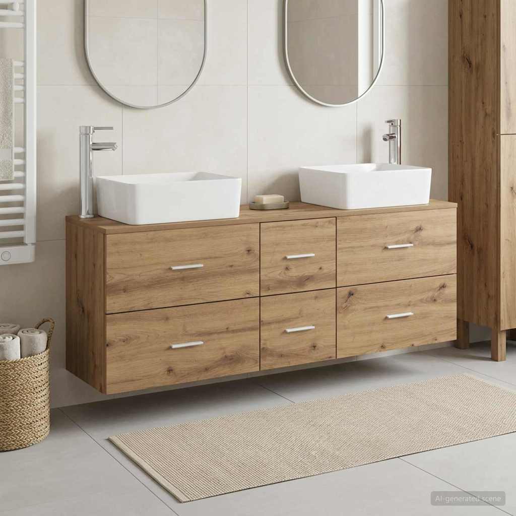 vidaXL Badkamerkast set 3 st Wit 53 x 34,5 x 63 cm Bewerkt hout