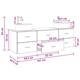 vidaXL Badkamerkast set 3 st Wit 62,5 x 44,5 x 50 cm Bewerkt hout