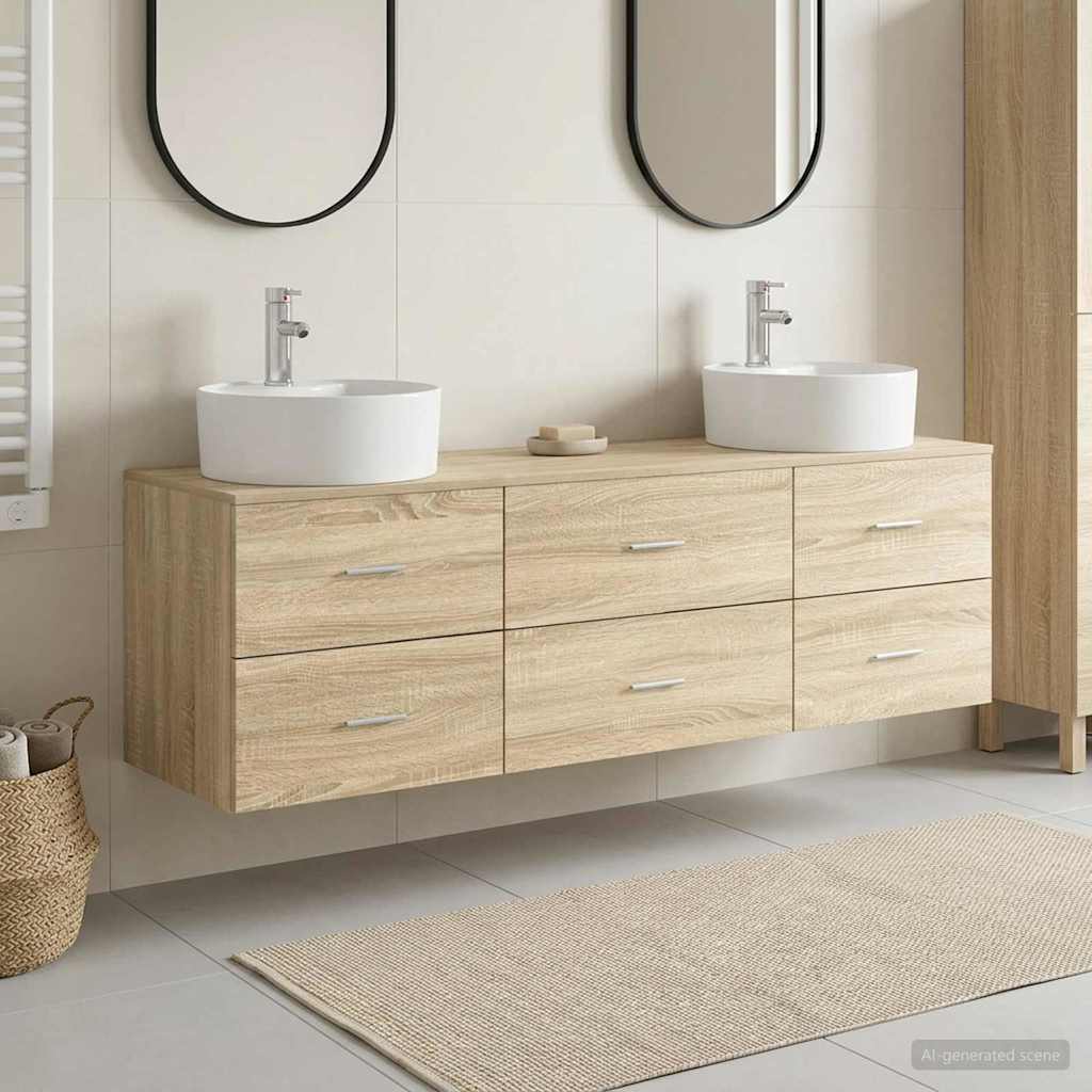 vidaXL Badkamerkast set 3 st Wit 62,5 x 44,5 x 50 cm Bewerkt hout
