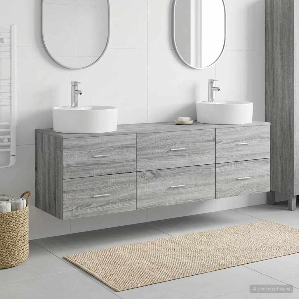 vidaXL Badkamerkast set 3 st Wit 62,5 x 44,5 x 50 cm Bewerkt hout