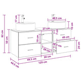 vidaXL Badkamerkast set 3 st Wit 49,5 x 44,5 x 65 cm Bewerkt hout