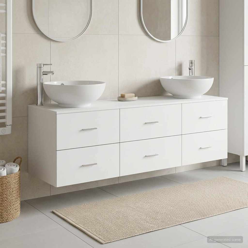 vidaXL Bathroom Furniture Set 3 pcs White 49.5 x 44.5 x 65 cm Engineered Wood