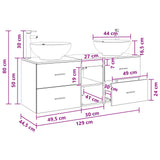 vidaXL Badkamermeubel Set 3 st Wit 49,5 x 44,5 x 65 cm Bewerkt hout