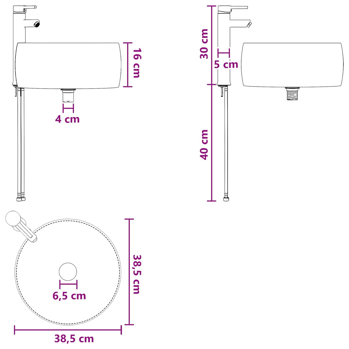 vidaXL Badkamermeubel Set 3 st Wit 49,5 x 44,5 x 66 cm Bewerkt hout