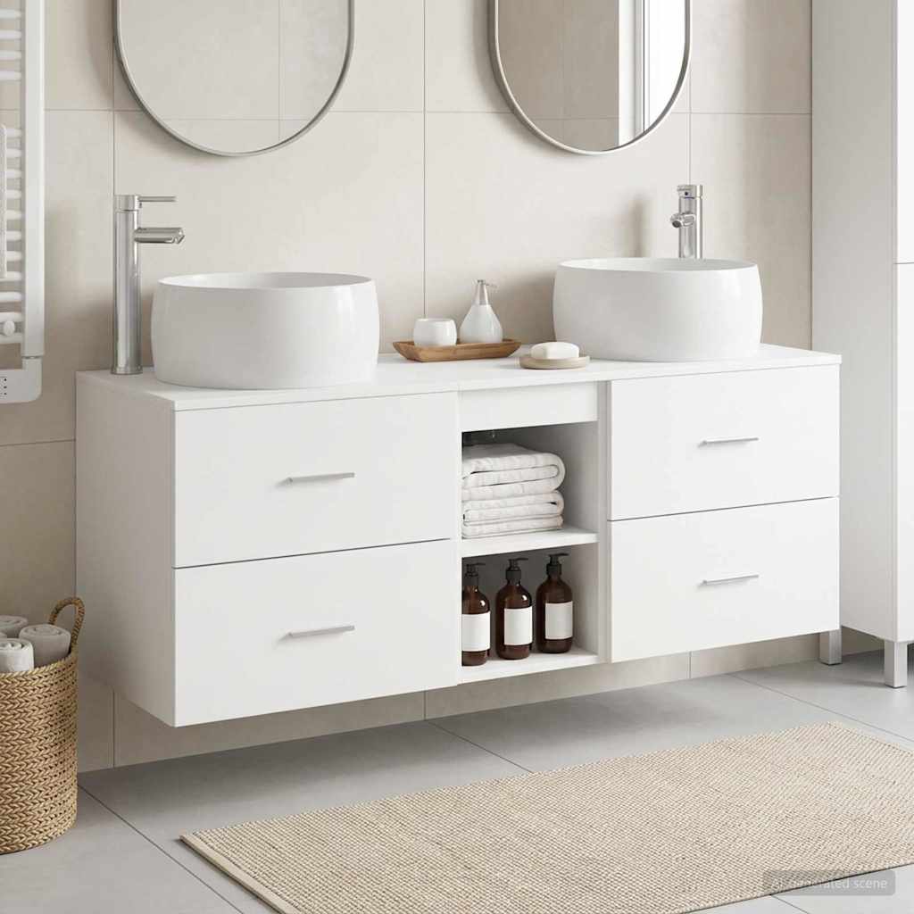 vidaXL Bathroom Furniture Set 3 pcs White 49.5 x 44.5 x 66 cm Engineered Wood