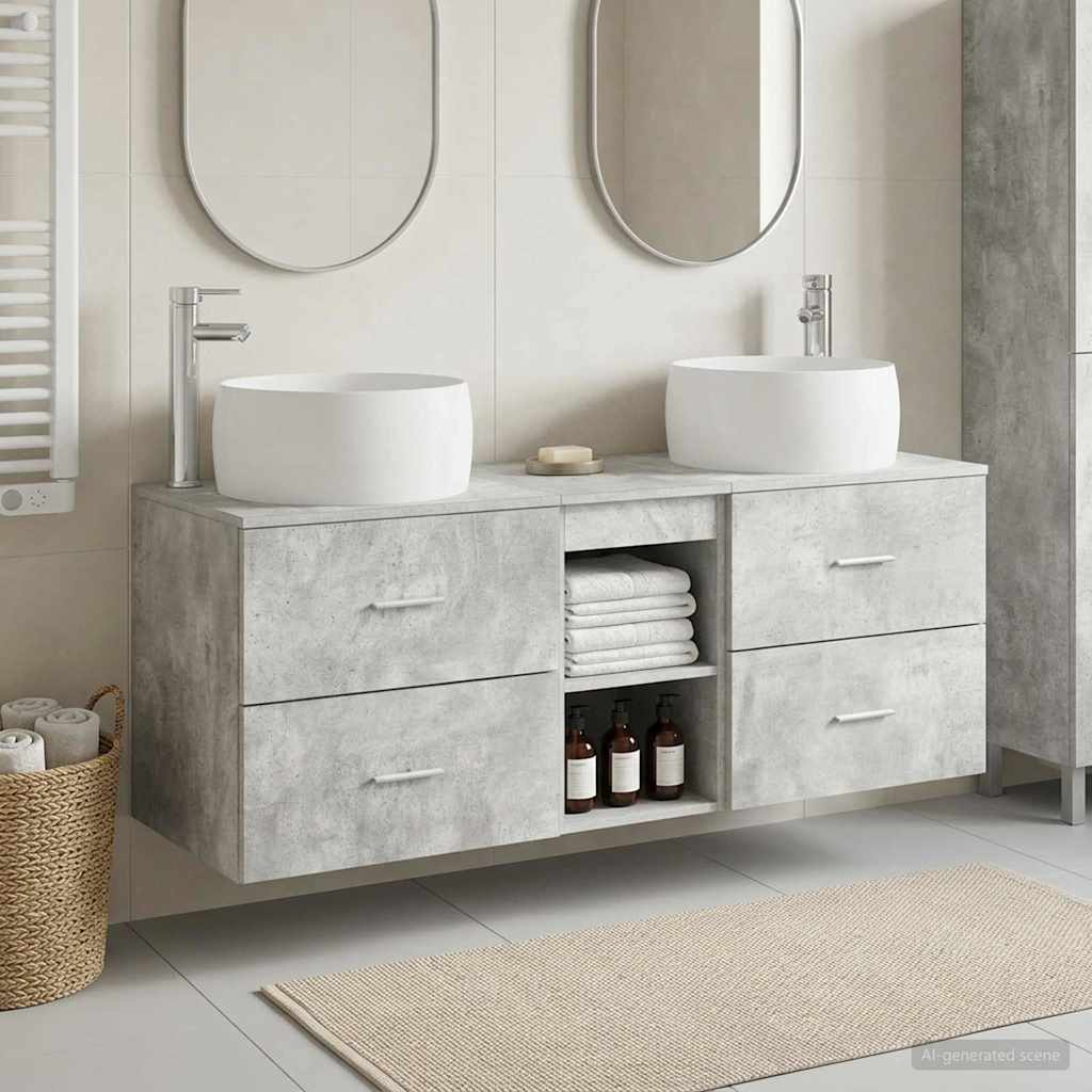 vidaXL Bathroom Furniture Set 3 pcs White 49.5 x 44.5 x 66 cm Engineered Wood