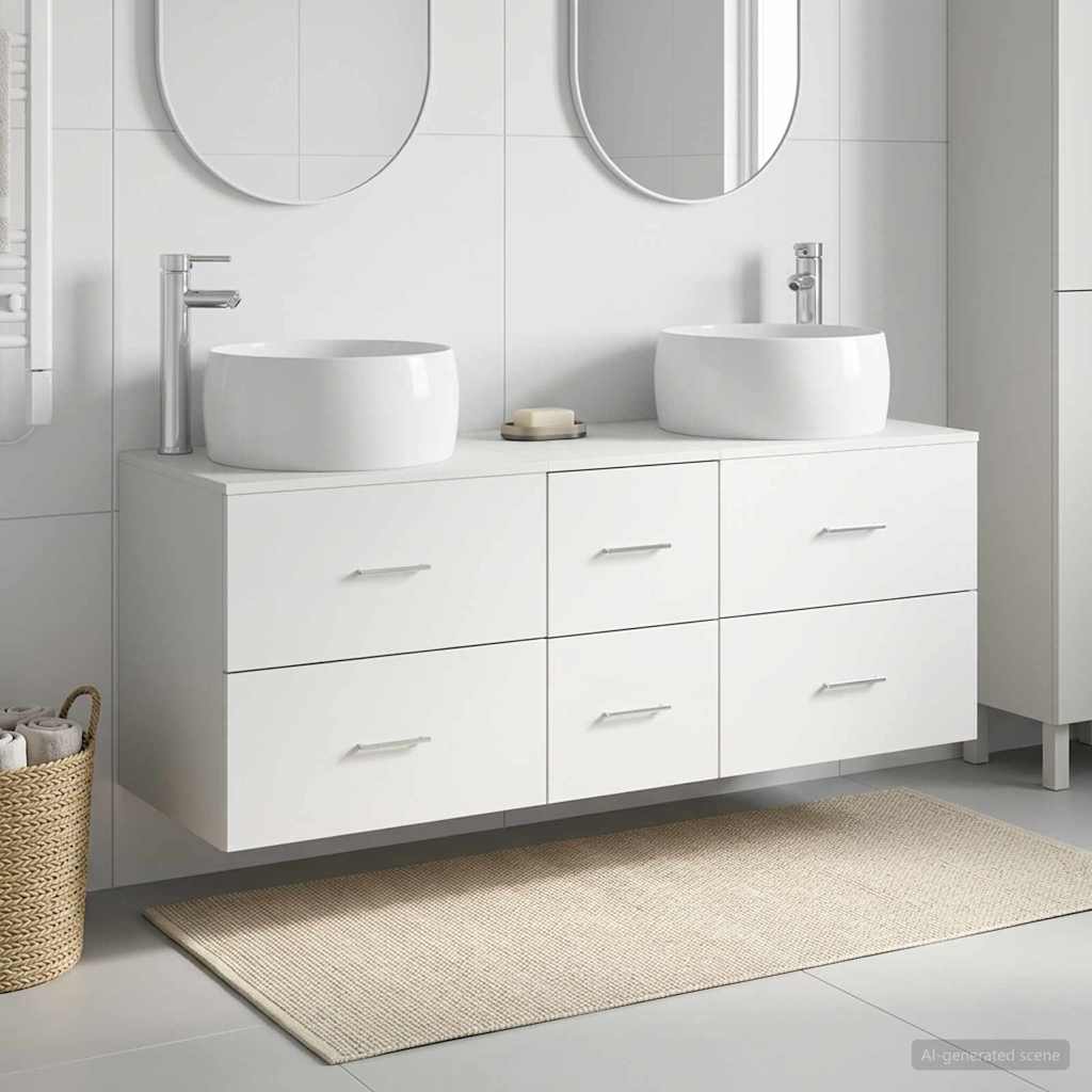 vidaXL Bathroom Furniture Set 3 pcs White 49.5 x 44.5 x 66 cm Engineered Wood