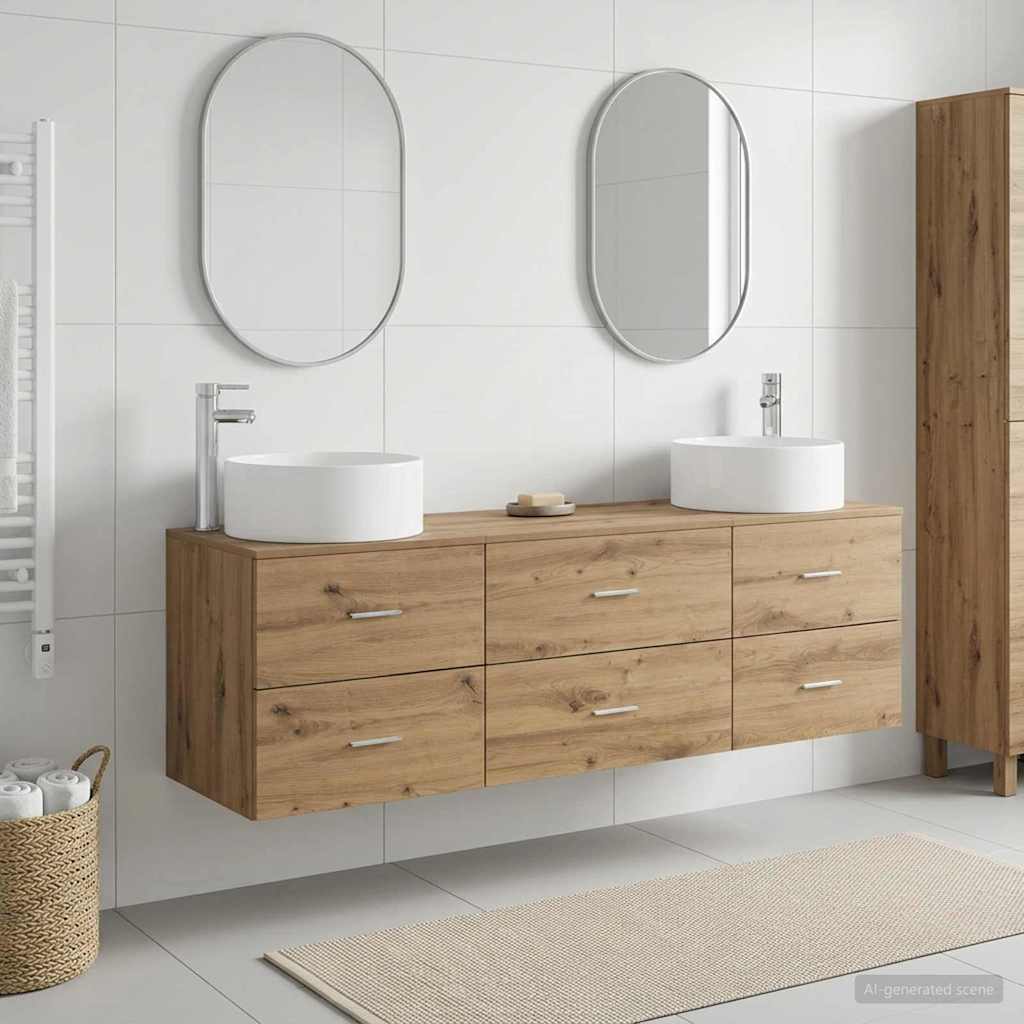 vidaXL Badkamermeubel Set 3 st Wit 49,5 x 44,5 x 65,5 cm Bewerkt hout