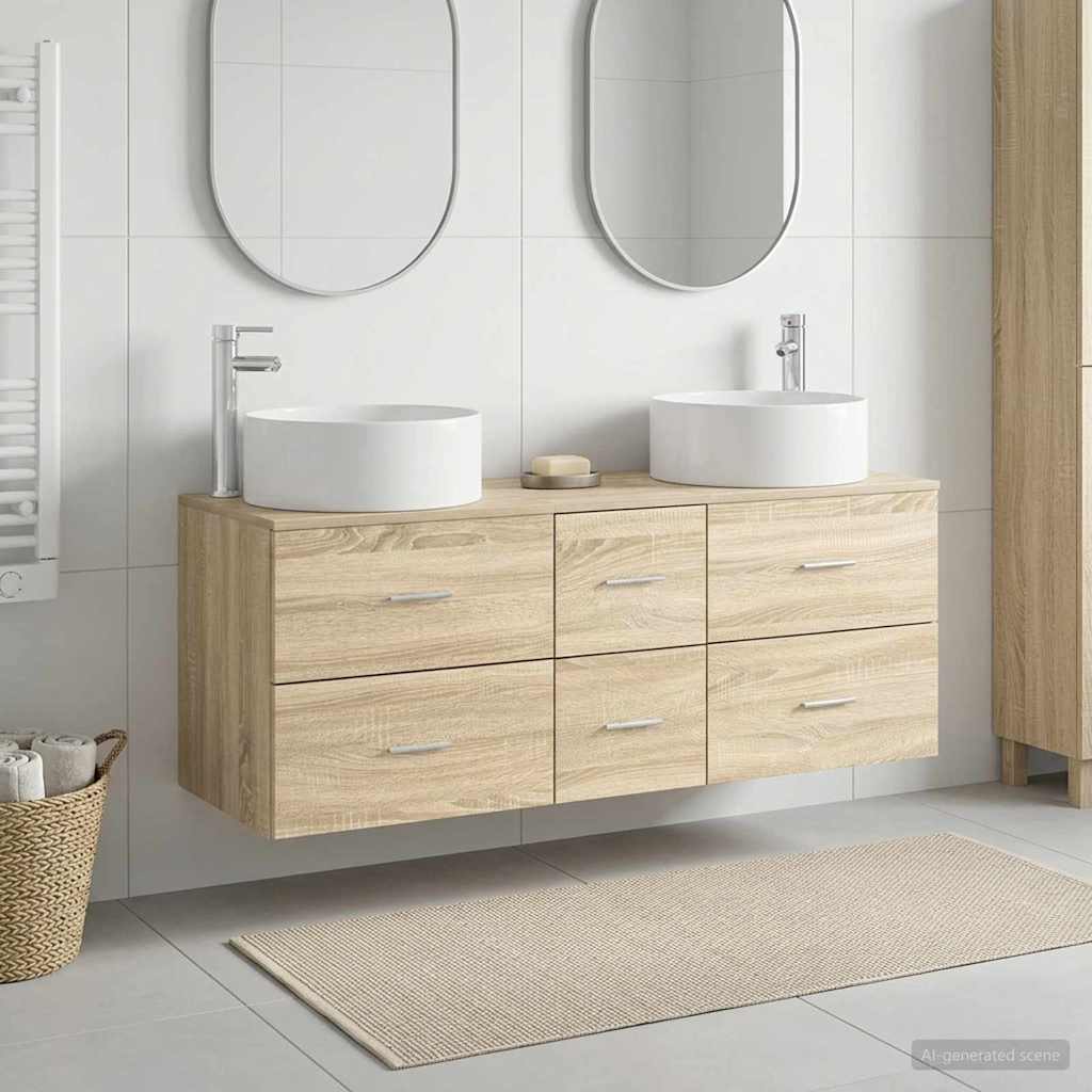 vidaXL Badkamermeubel Set 3 st Wit 49,5 x 44,5 x 65,5 cm Bewerkt hout