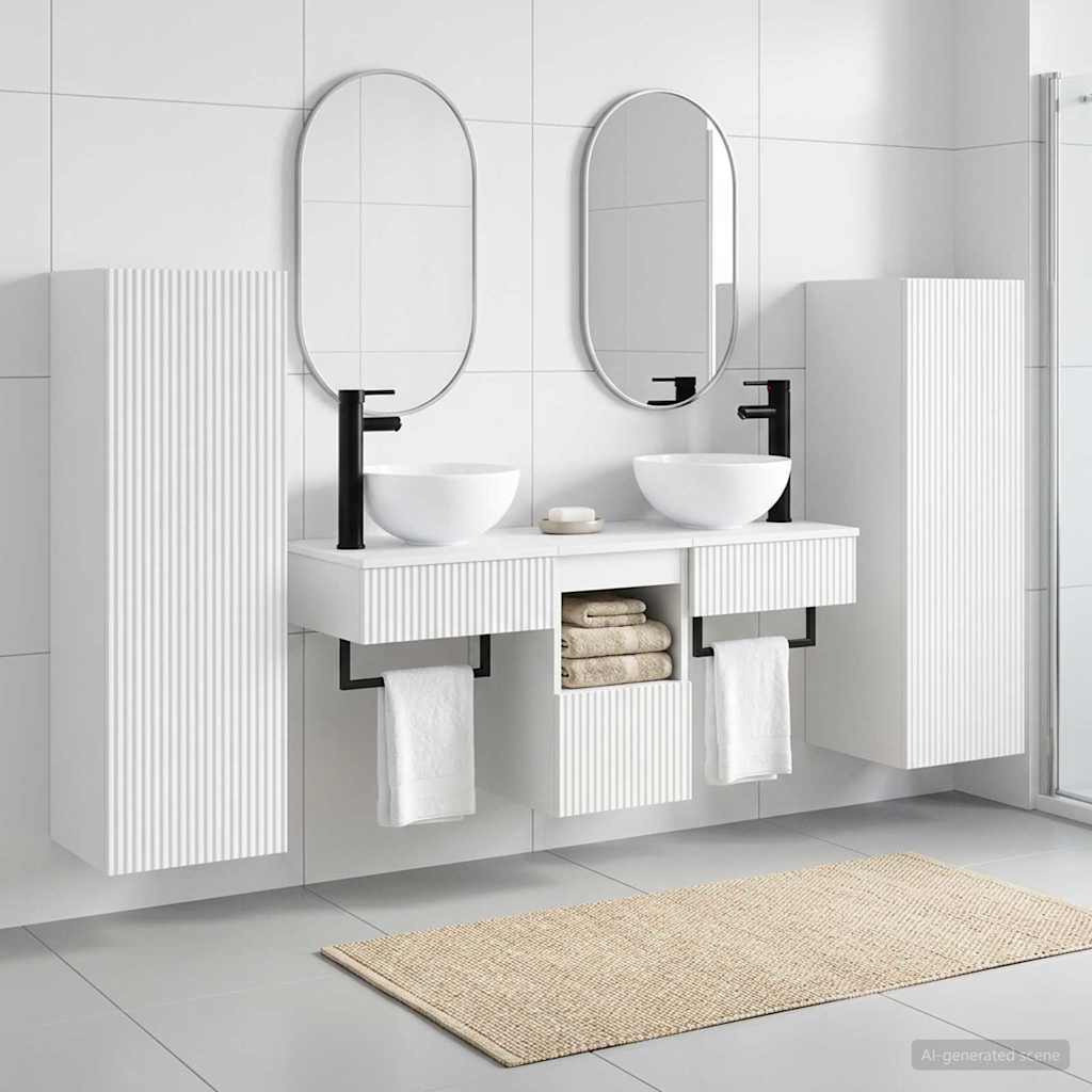 vidaXL Badkamermeubel Set 5 st Wit 33 x 34,5 x 100 cm Bewerkt hout