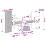 vidaXL Badkamermeubel Set 5 st Wit 33 x 34,5 x 100 cm Bewerkt hout