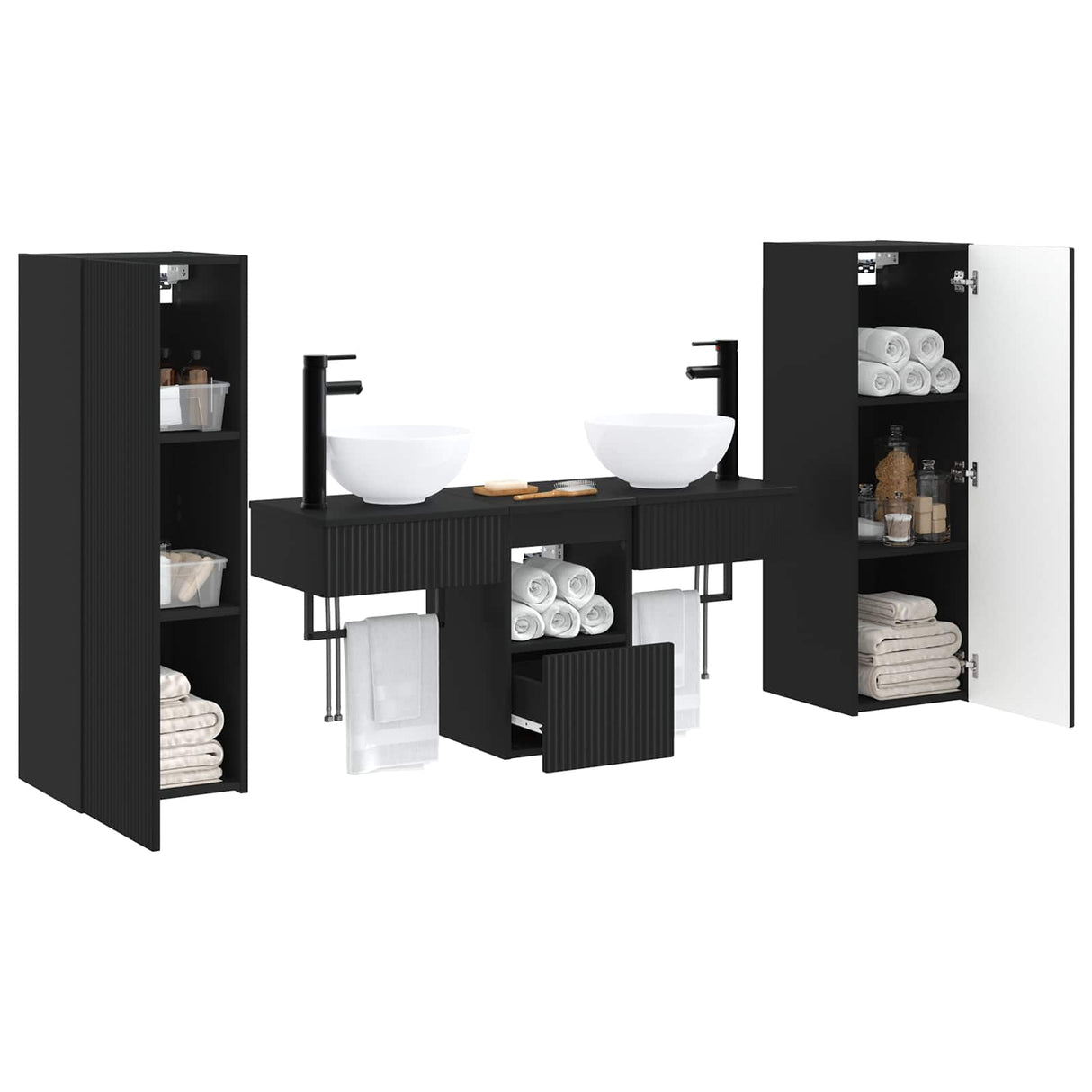 vidaXL Badkamermeubel Set 5 st Wit 33 x 34,5 x 100 cm Bewerkt hout