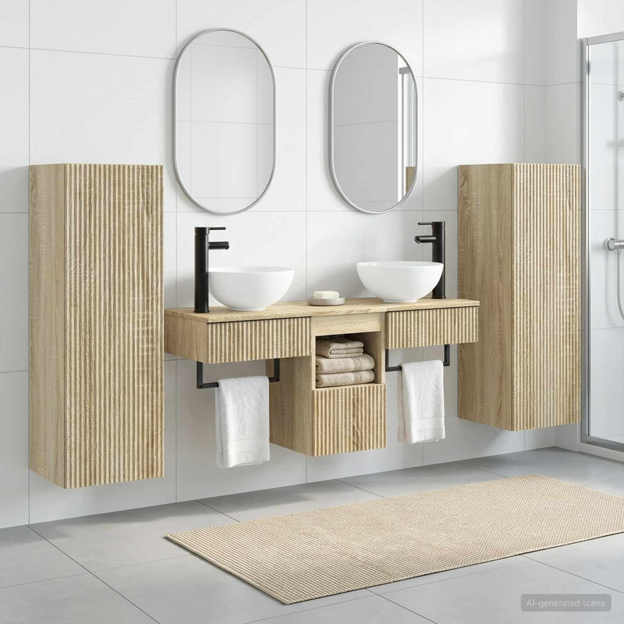 vidaXL Badkamermeubel Set 5 st Wit 33 x 34,5 x 100 cm Bewerkt hout