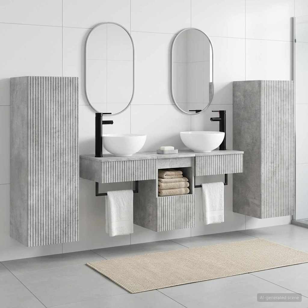 vidaXL Badkamermeubel Set 5 st Wit 33 x 34,5 x 100 cm Bewerkt hout