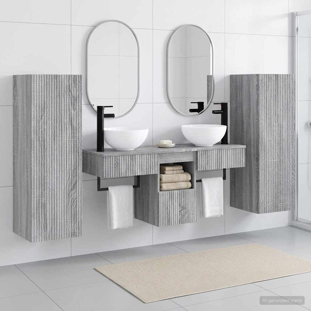 vidaXL Badkamermeubel Set 5 st Wit 33 x 34,5 x 100 cm Bewerkt hout