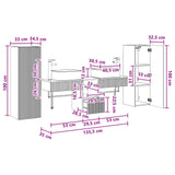 vidaXL Badkamermeubel Set 5 st Wit 33 x 34,5 x 100 cm Bewerkt hout