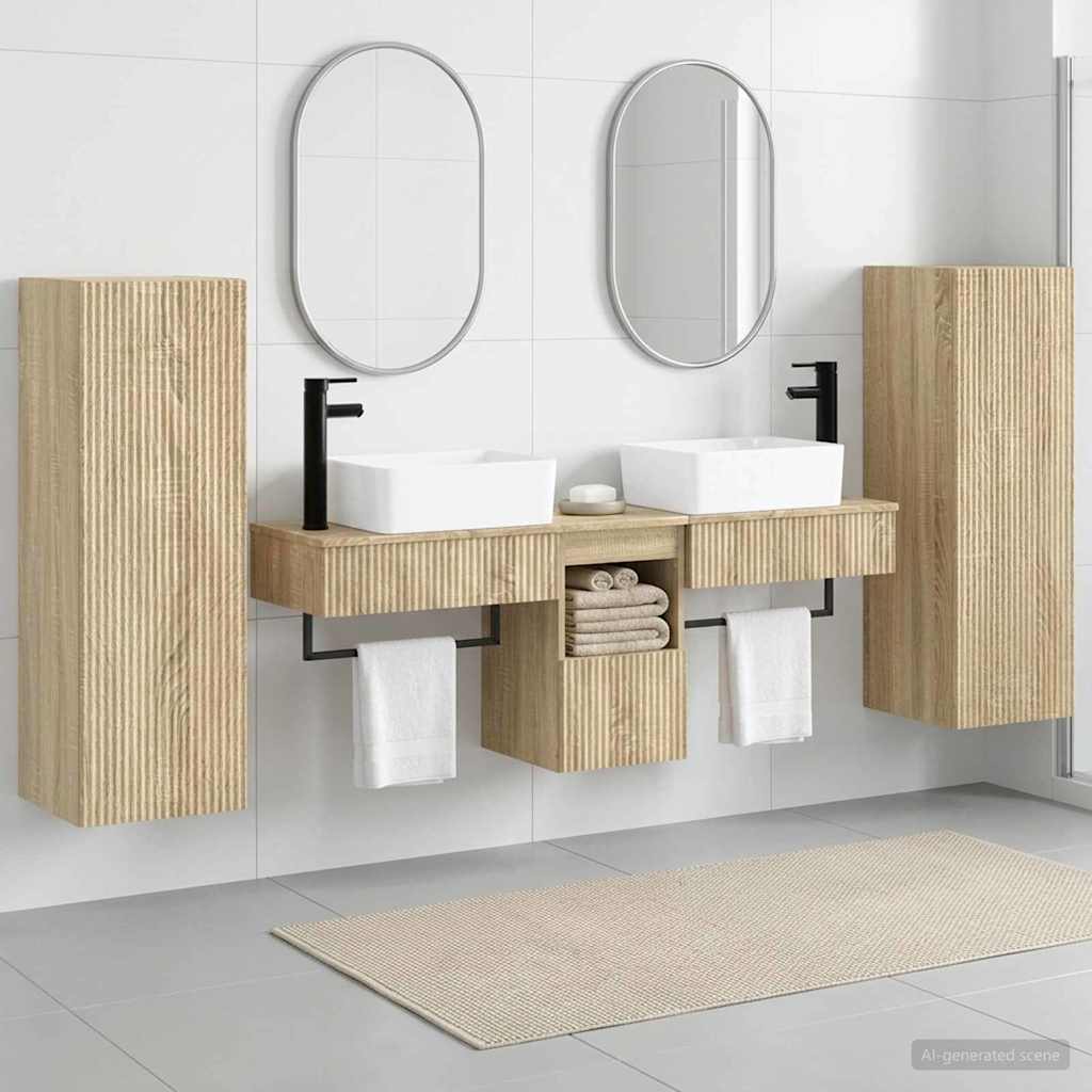 vidaXL Badkamermeubel Set 5 st Wit 33 x 34,5 x 100 cm Bewerkt hout