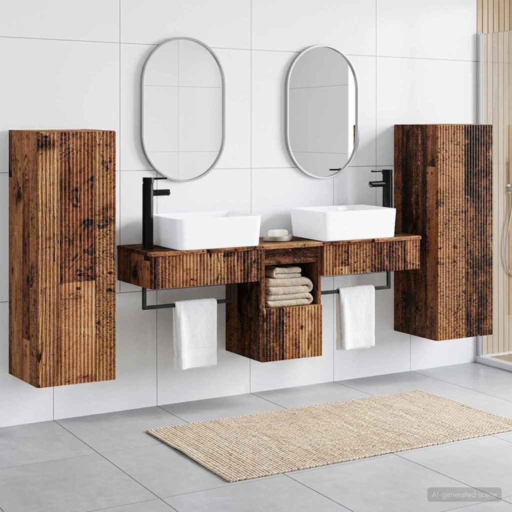vidaXL Badkamermeubel Set 5 st Wit 33 x 34,5 x 100 cm Bewerkt hout
