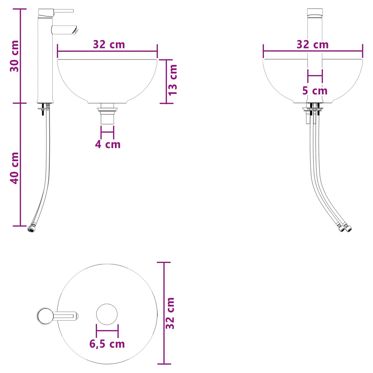 vidaXL Badkamermeubel Set 5 st Wit 33 x 34,5 x 100 cm Bewerkt hout