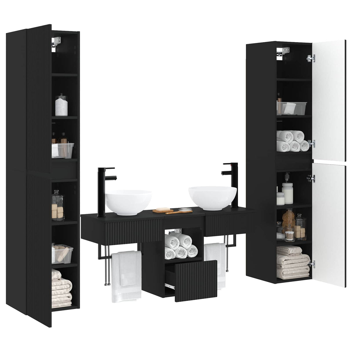 vidaXL Badkamermeubel Set 5 st Wit 33 x 34,5 x 160 cm Bewerkt hout