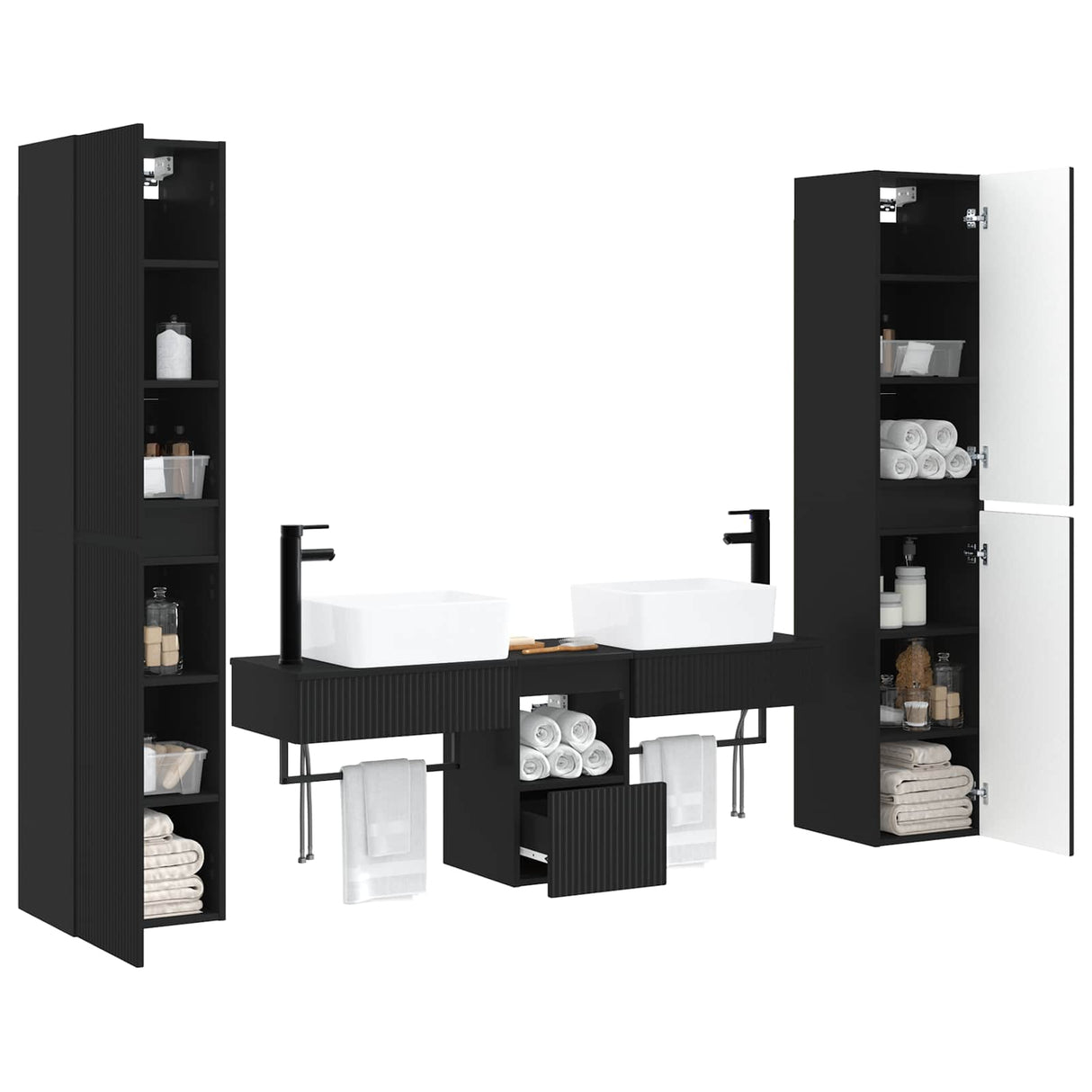 vidaXL Bathroom Furniture Set 5 pcs White 33 x 34.5 x 160 cm Engineered Wood