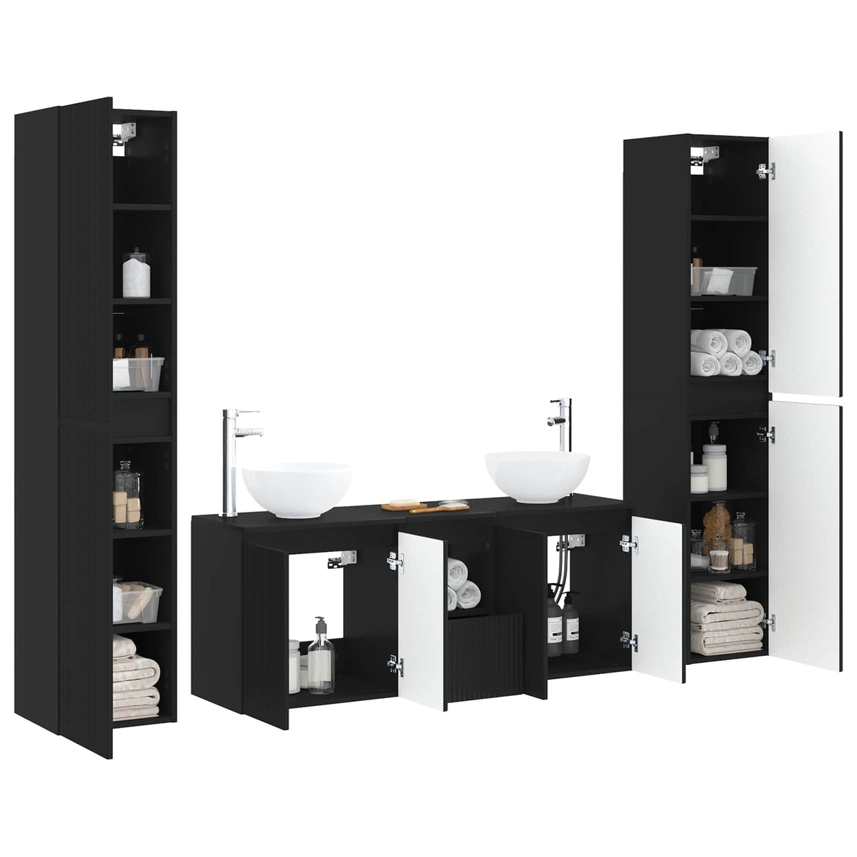 vidaXL Badkamermeubel Set 5 st Wit 33 x 34,5 x 160 cm Bewerkt hout