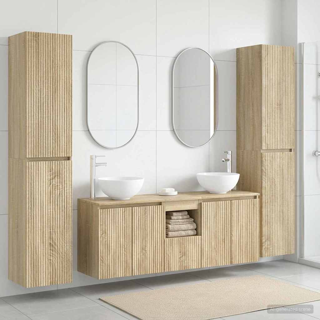vidaXL Badkamermeubel Set 5 st Wit 33 x 34,5 x 160 cm Bewerkt hout