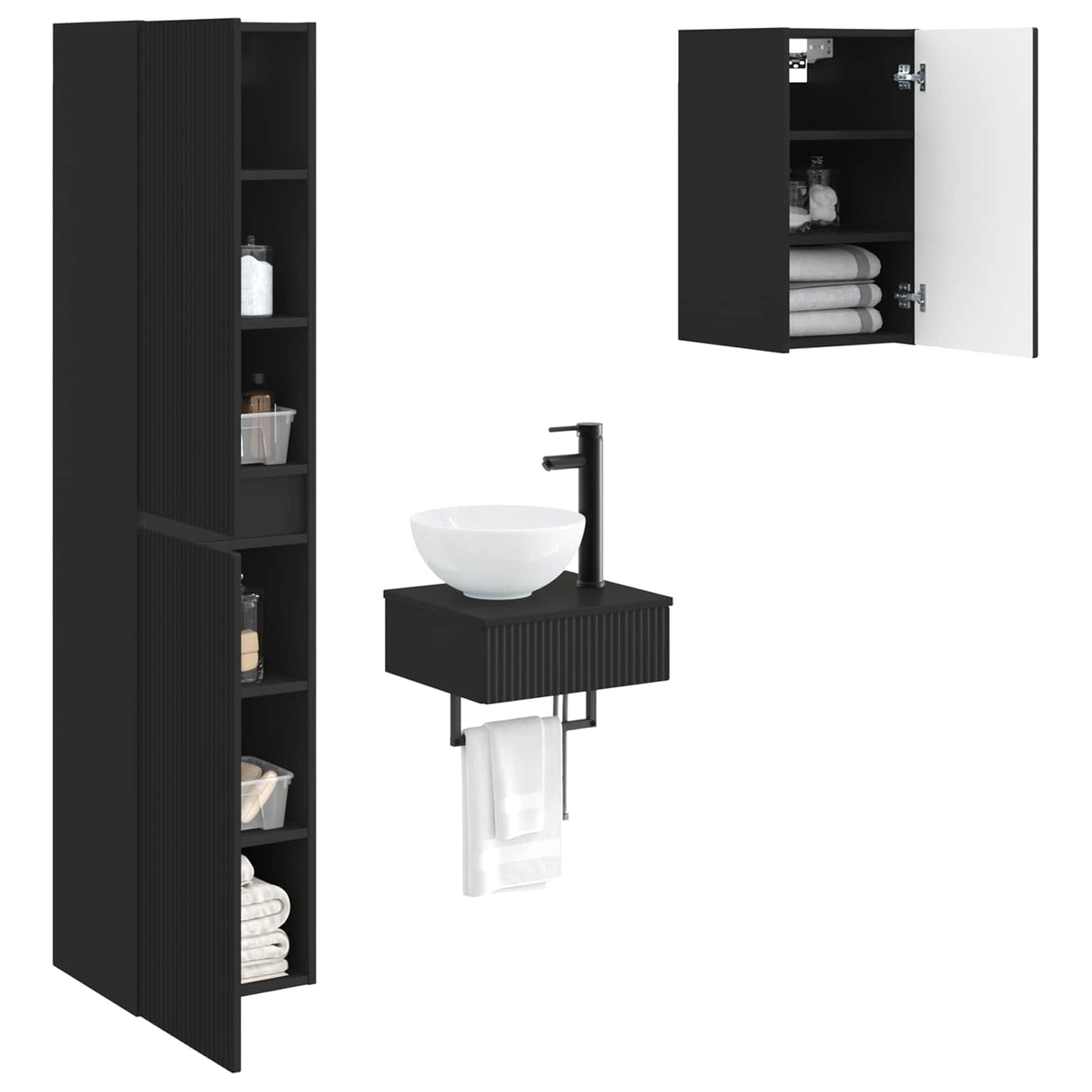 vidaXL Badkamermeubel Set 3 st Wit 33 x 34,5 x 160 cm Bewerkt hout