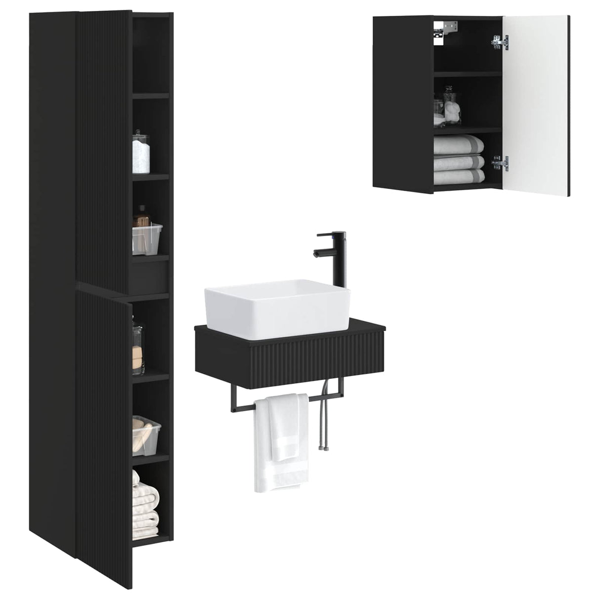vidaXL Bathroom Cabinet Set 3 pcs White 33 x 34.5 x 160 cm Engineered Wood