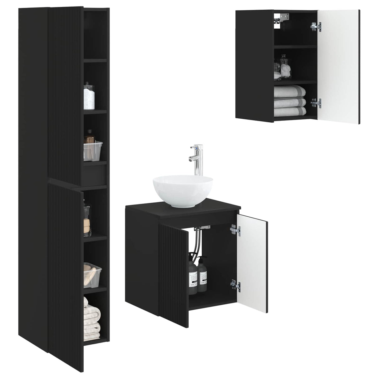 vidaXL Badkamermeubel Set 3 st Wit 33 x 34,5 x 160 cm Bewerkt hout