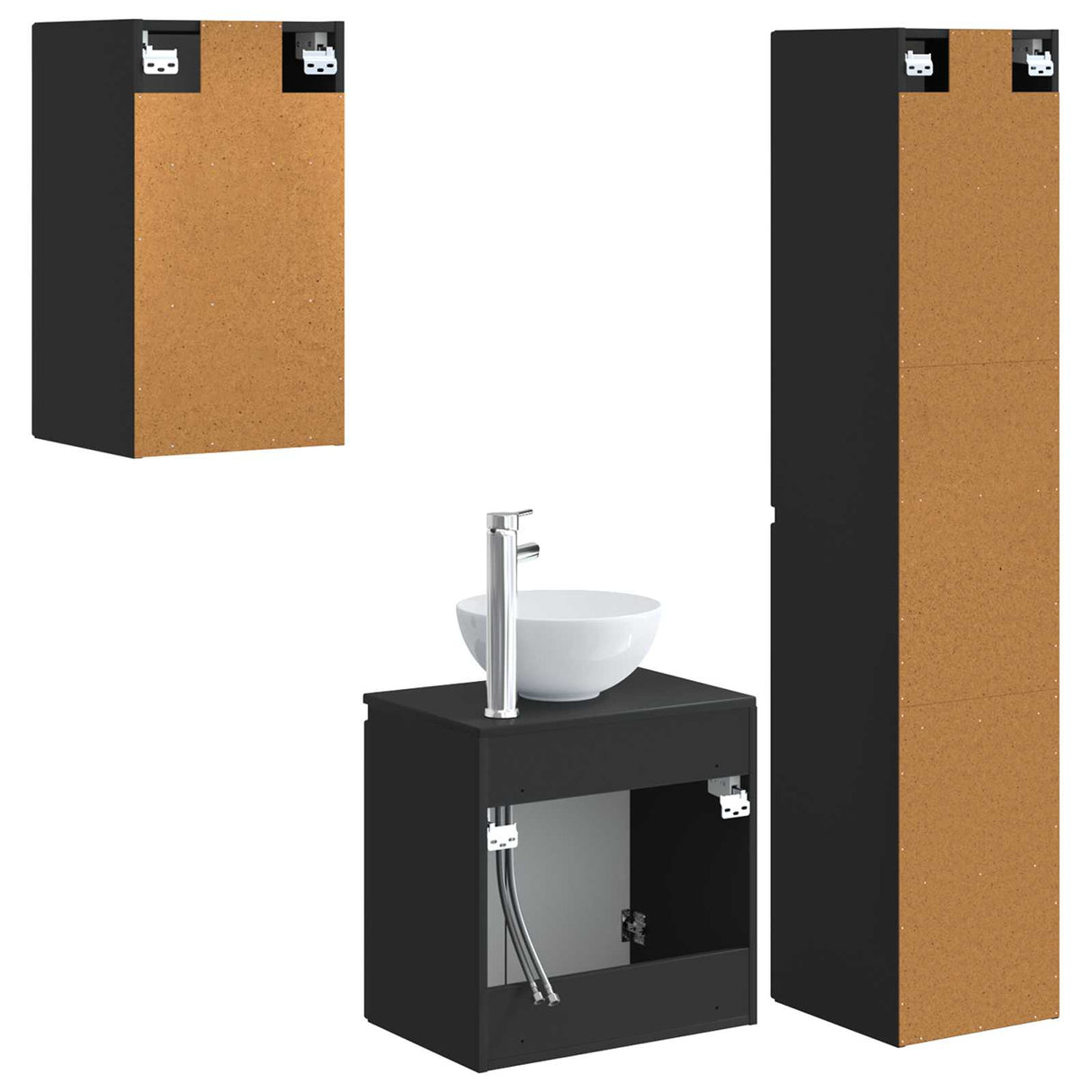 vidaXL Badkamermeubel Set 3 st Wit 33 x 34,5 x 160 cm Bewerkt hout