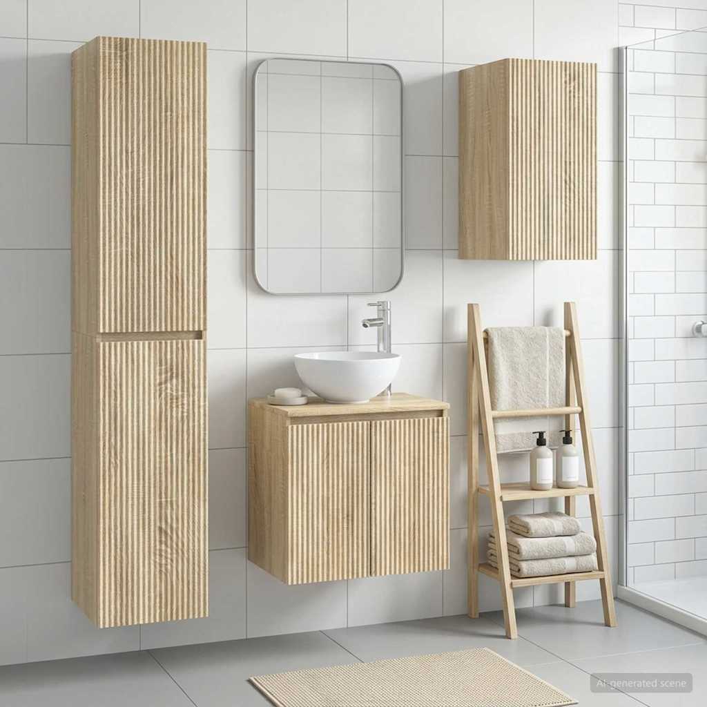 vidaXL Badkamermeubel Set 3 st Wit 33 x 34,5 x 160 cm Bewerkt hout