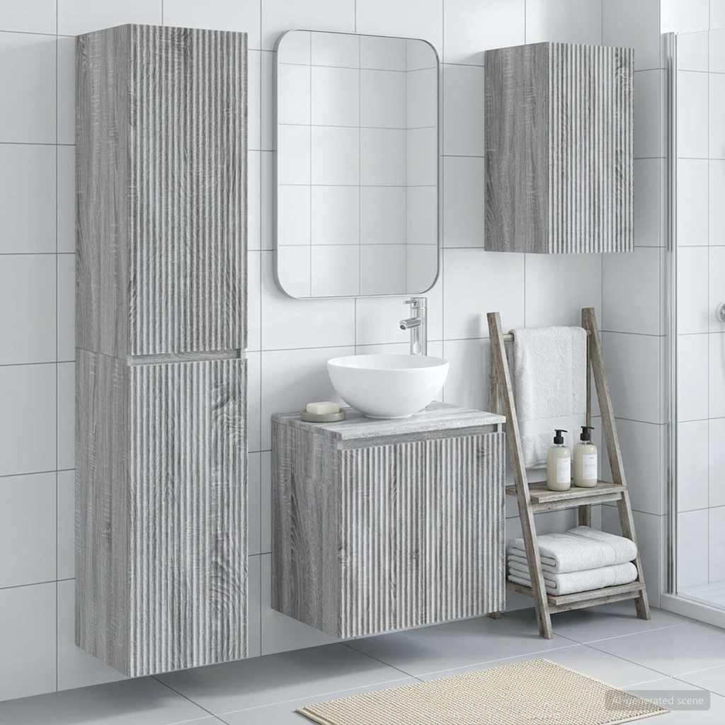 vidaXL Badkamermeubel Set 3 st Wit 33 x 34,5 x 160 cm Bewerkt hout