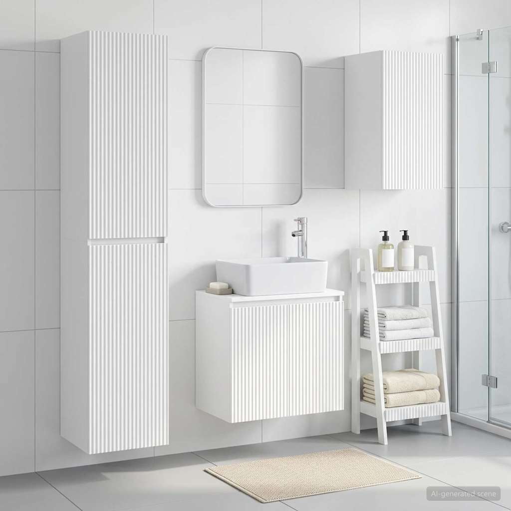 vidaXL Bathroom Furniture Set 3 pcs White 33 x 34.5 x 160 cm Engineered Wood
