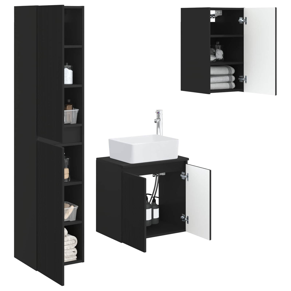 vidaXL Bathroom Furniture Set 3 pcs White 33 x 34.5 x 160 cm Engineered Wood